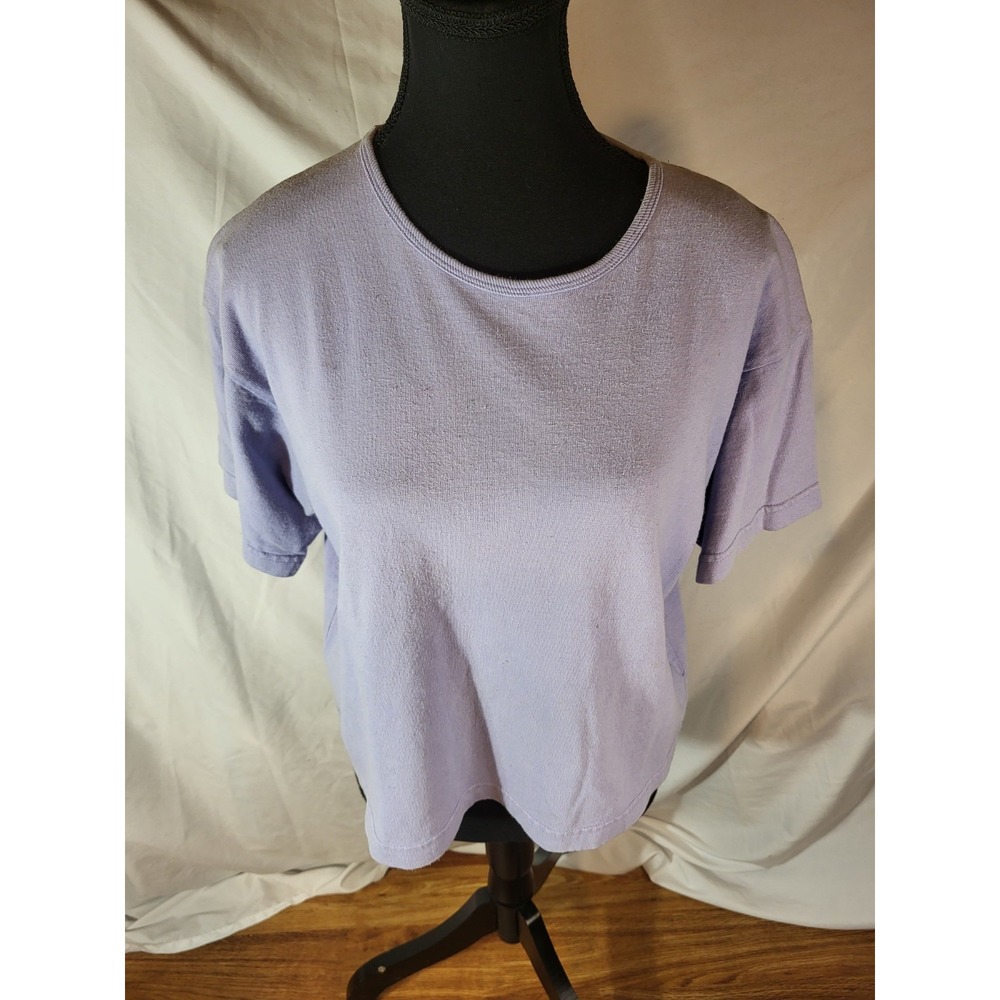 Pacific Cotton Bryn Walker size Small Crop V Neck Top Light Blue Short Sleeve